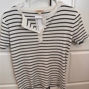 Shop Stevie Ribbed Black and White Striped Tee